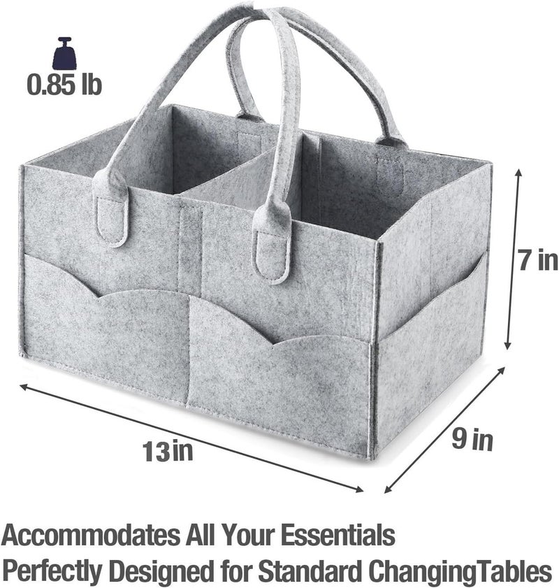 PandaEar Baby Diaper Caddy Organizer, Portable Diaper Holder Organizer Nursery Storage Basket for Wipes & baby stuff, Collapsible Baby Organizer with Divided Design (Grey) - Image 2